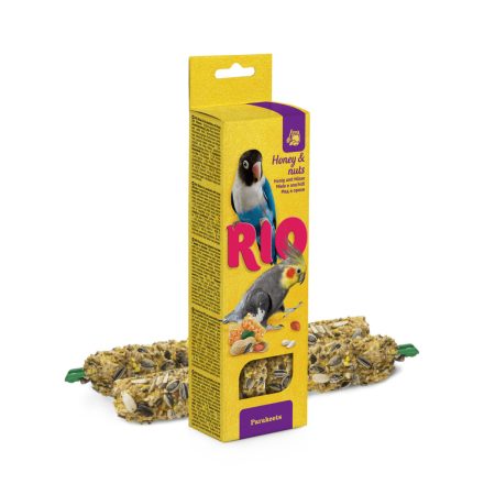 RIO Dupla Rúd Kiegészítő madáreleség mézzel és mogyoróval nagy papagájoknak 2x75 g