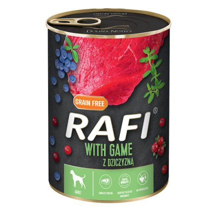 RAFI kutya pástétom vad, vörös- és kék áfonyával konzerv 400g
