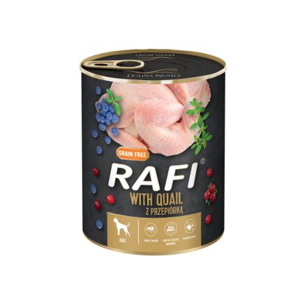 RAFI kutya pástétom fürj vörös- és kék áfonyával konzerv 400g