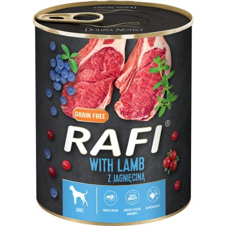 RAFI kutya pástétom bárány, vörös- és kék áfonyával konzerv 800g