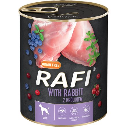 RAFI kutya pástétom nyúl, vörös- és kék áfonyával konzerv 800g