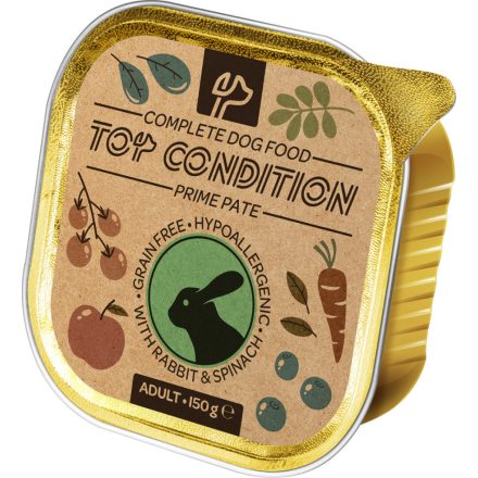 Top Condition alutálkás kutyaeledel nyúl-spenót 150 g