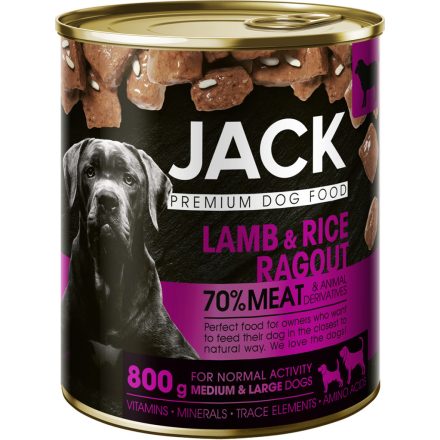 Jack kutya konzerv ragu bárány-rizs 800g