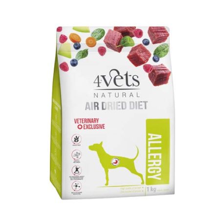 4Vets AIR DRIED NATURAL VETERINARY EXCLUSIVE ALLERGY 1kg levegőn szárított eledel ételintoleranciában szenvedő kutyáknak