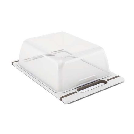 STEFANPLAST "Italian Chef Top Line" - Vágódeszka tetővel L 24 x 22cm, magasság 10,5cm -fehér/szürke